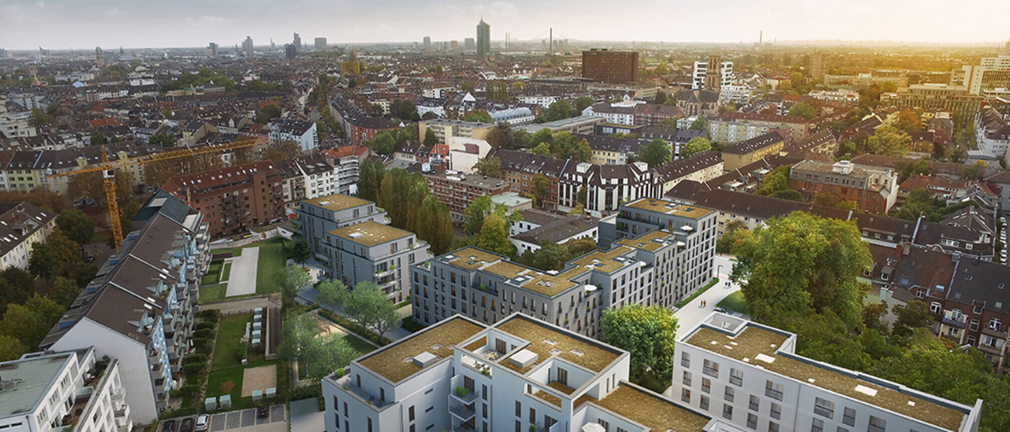 Visualisierung Vogelperspektive Wohnungsbau Ulmer Höh Süd Düsseldorf von Damrau Kusserow Architekten, Köln