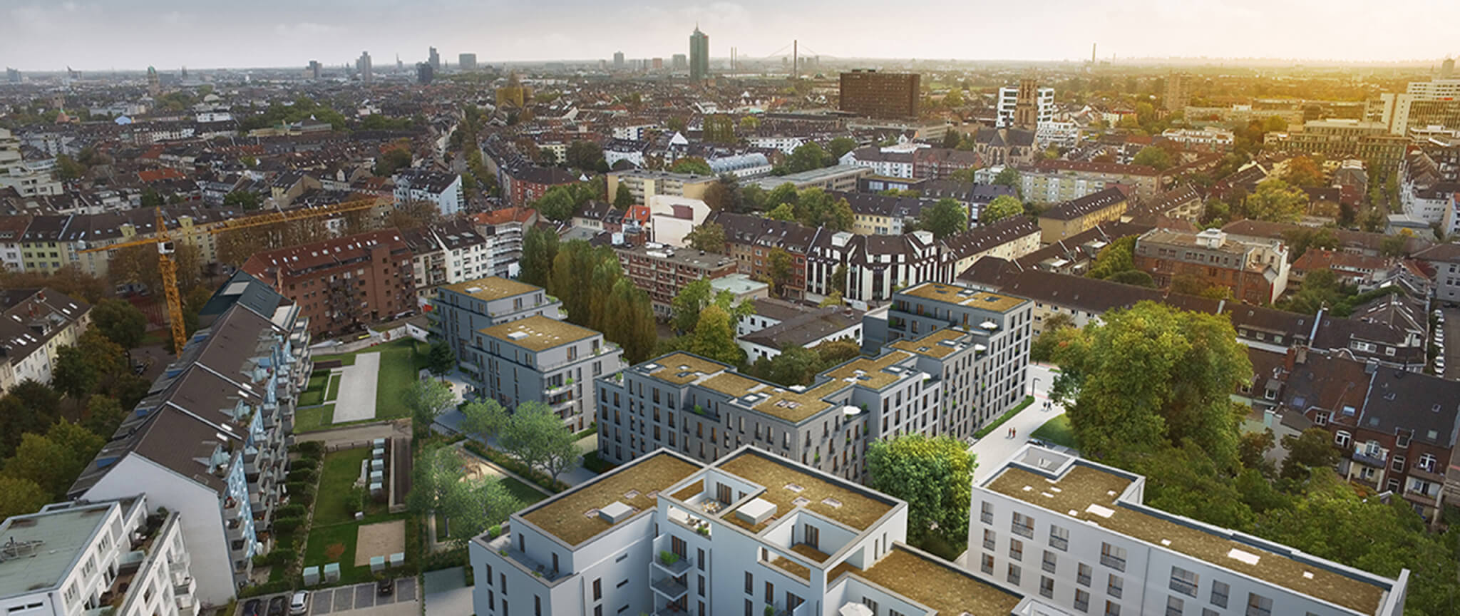 Visualisierung Vogelperspektive Wohnungsbau Ulmer Höh Süd Düsseldorf von Damrau Kusserow Architekten, Köln