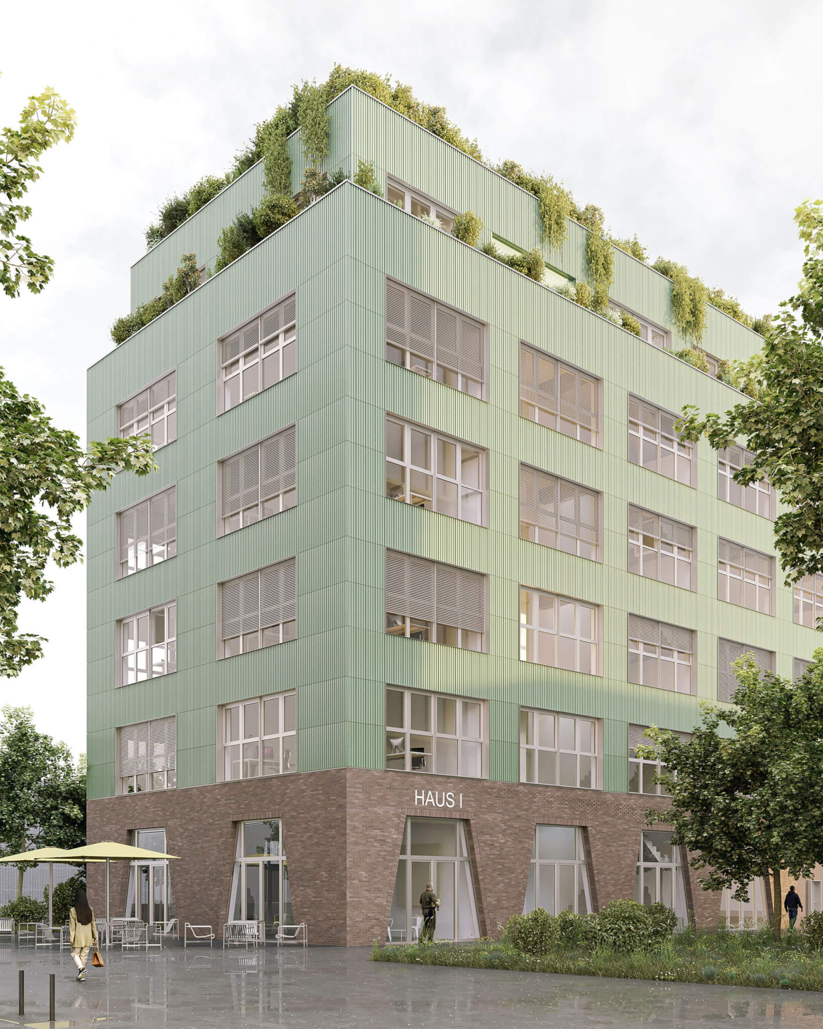 Visualisierung für eine Fassadenplanung in einem Gewerbequartier in Ehrenfeld von Damrau Kusserow Architekten